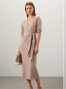 MODERN CITIZEN Lenese Beige Midi Dress Size Large